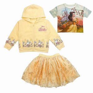 Disney Princess BELLE Yellow 3pc TUTU Zip Hoodie Tshirt SET Size 6